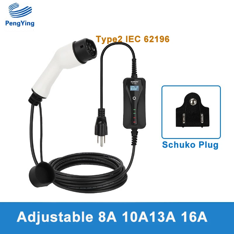 

Electric Vehicle Portable Charger Electric Car Charger Type2 EVSE EV 16A Charger Fast Charging