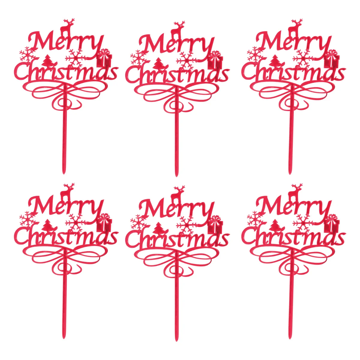 

Christmas Cupcake Cakepicks Topper Merry Acrylic Decor Toppers Party Decoration Pick Holiday Decorations Dessert Fruit Tree