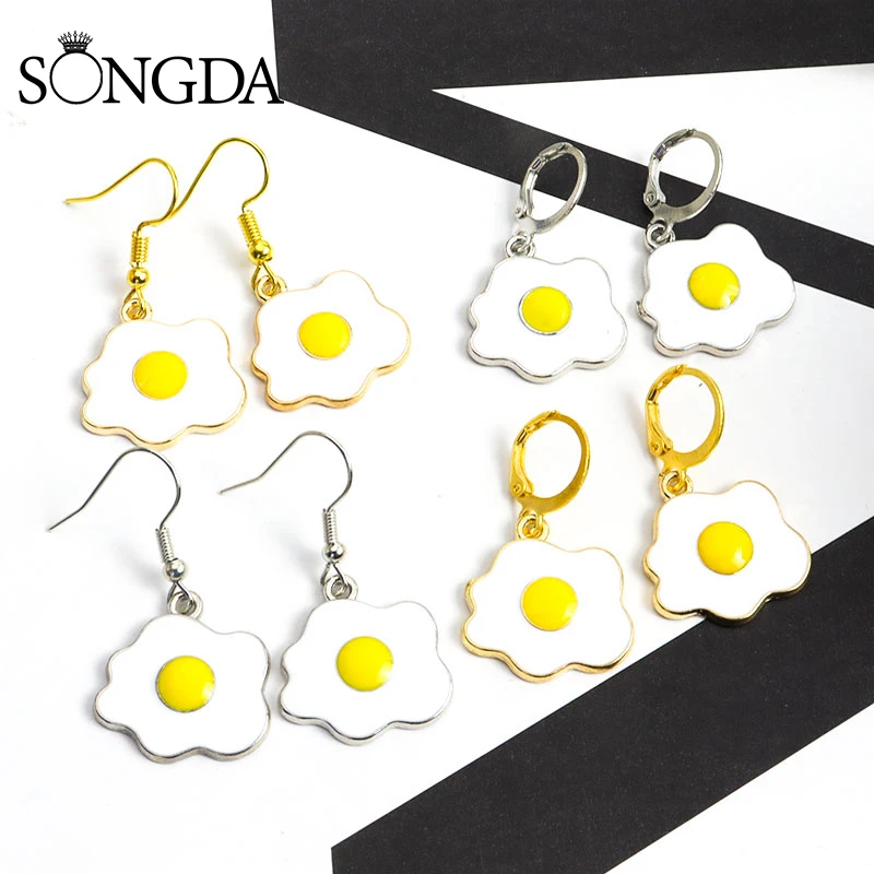 

Kawaii Enamel Poached Egg Earrings Lovely Sweet Zinc Alloy Drop Dangle Earring Women Girl New Design Party Jewelry Accessories
