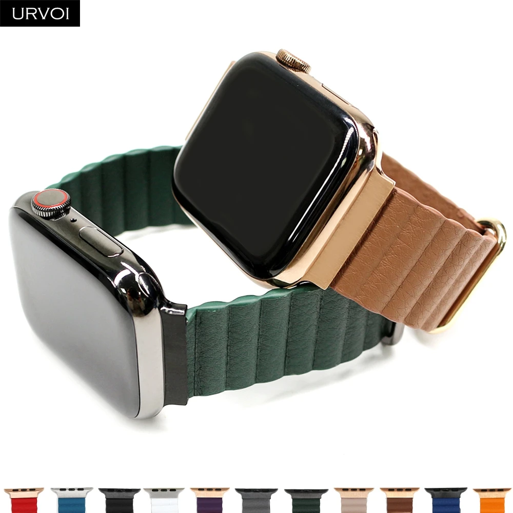Ремешок URVOI для Apple Watch Series 7 6 SE54321 кожаный браслет iWatch звеньевой на запястье