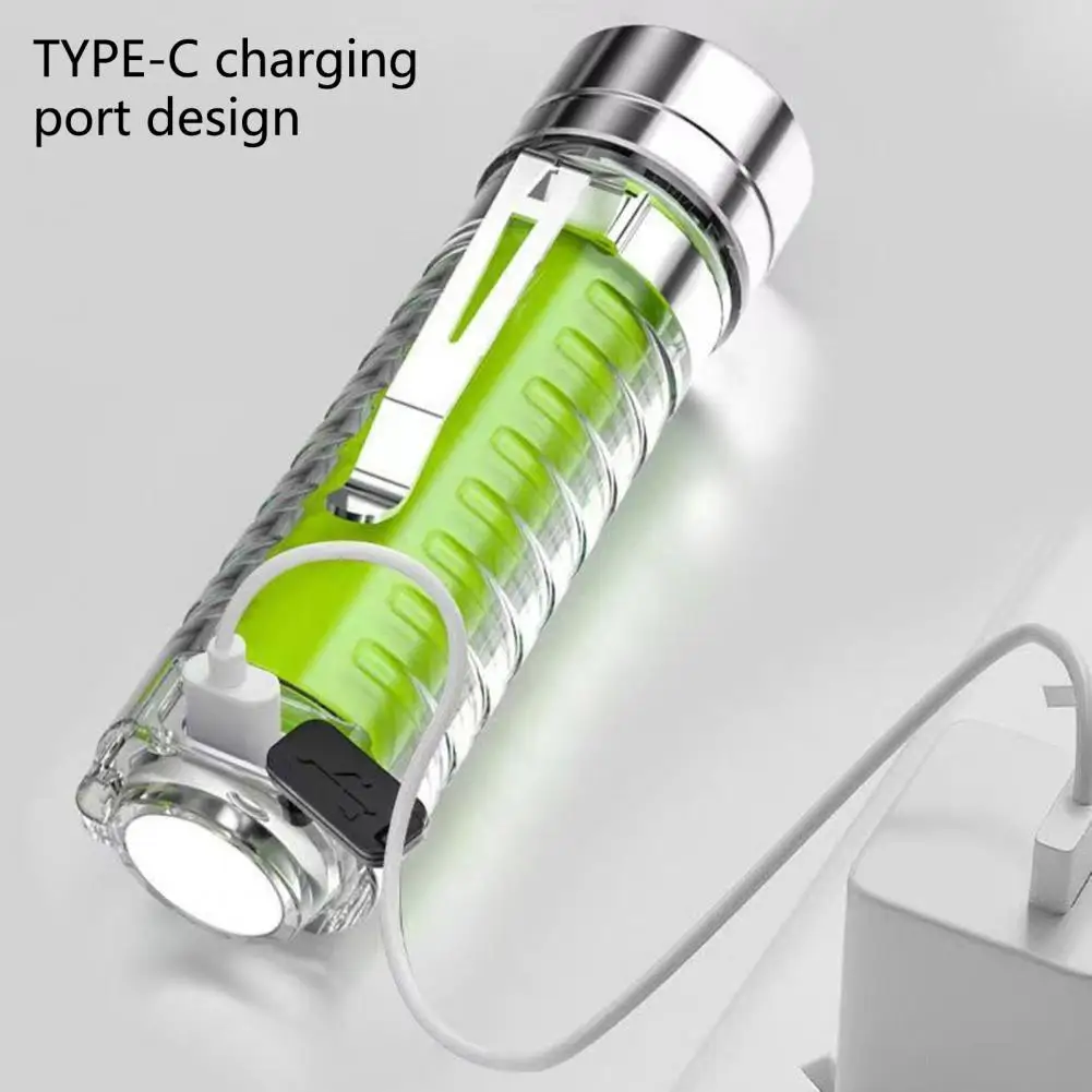

1 Set Practical Glow-in-the-dark Type-C Interface 5W Beads Mini Torch Light for Night Pocket Flashlight LED Flashlight