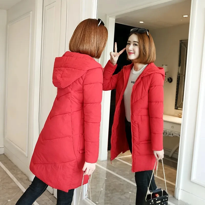 Long Parkas Coat Women's New Winter Thick Hooded Cotton Padded Coats Female Snow Coat Outerwear Thick Warm Cotton-padded Clothes