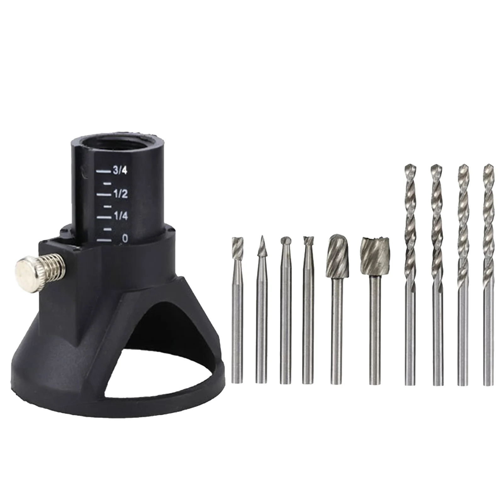 

11pcs Rotary Tool Polishing Milling Burr Positioner Fixing HSS Depth Adjustment Woodworking Locator Set Drill Bit Cutting Guide