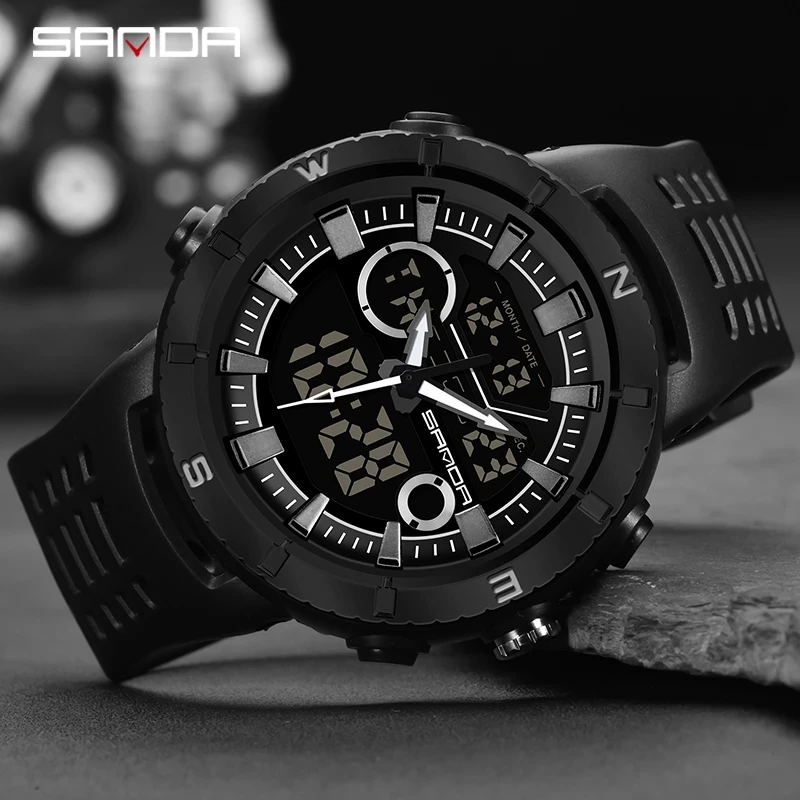 

SANDA Brand Sports Chronograph For Men Quartz Watch Multifunctional Sports 5ATM Waterproof LED Luminous Display Male Clock 776