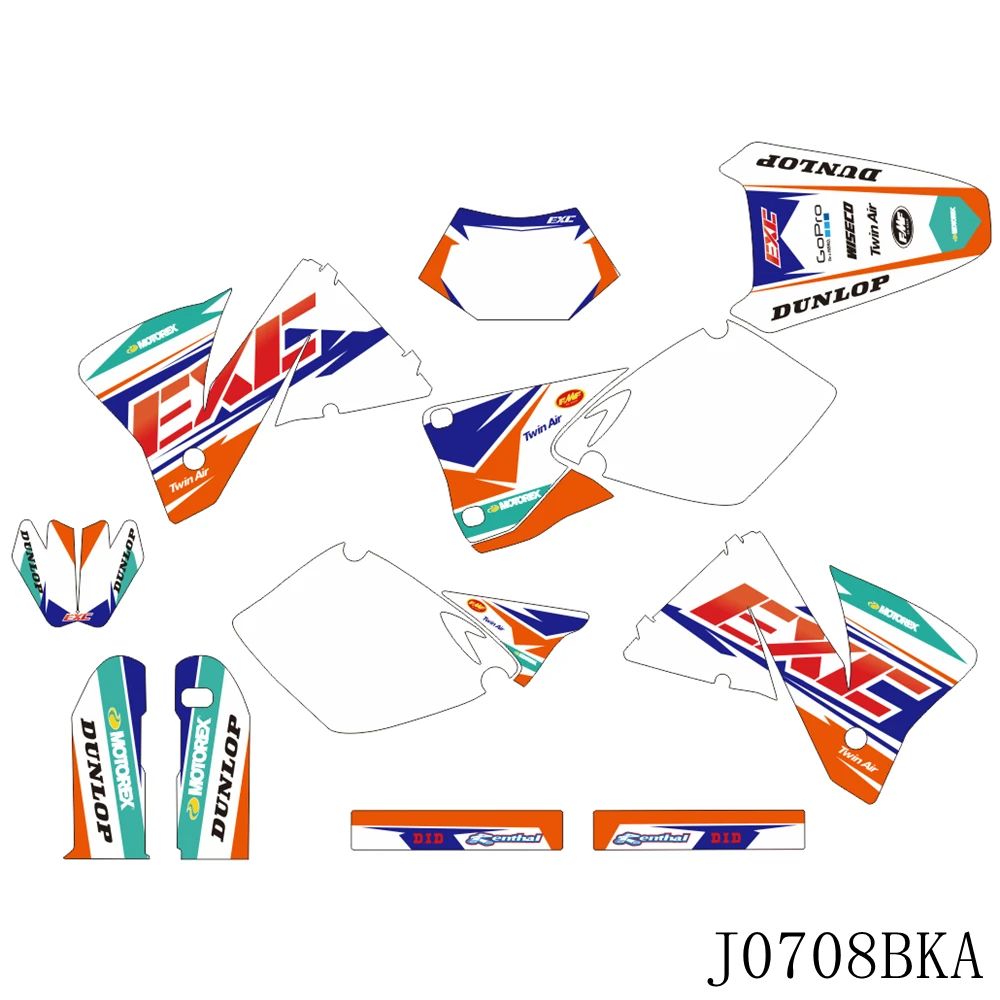 

For KTM EXC 125 200 250 300 380 400 520 1998 1999 2000 Full Graphics Decals Stickers Custom Number Name