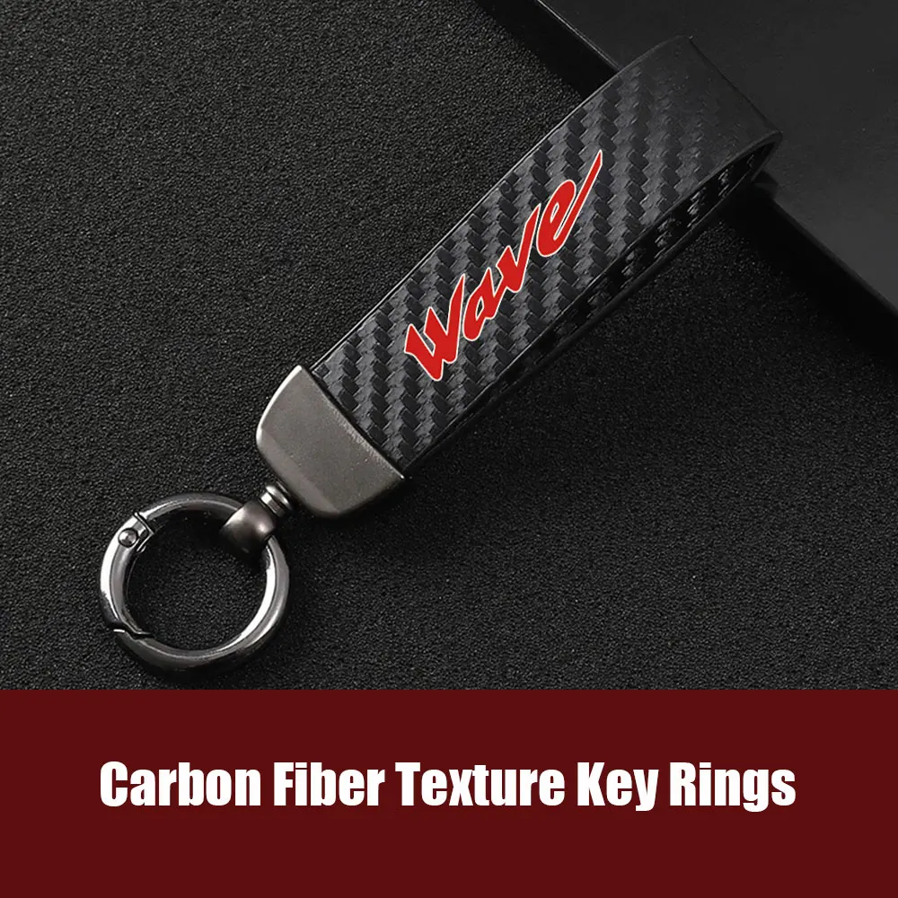 

For Honda Wave Universal Car KeyChain Carbon Fiber Style Leather Car Key Rings Holder Bag Pendant High-Grade Auto Accessories