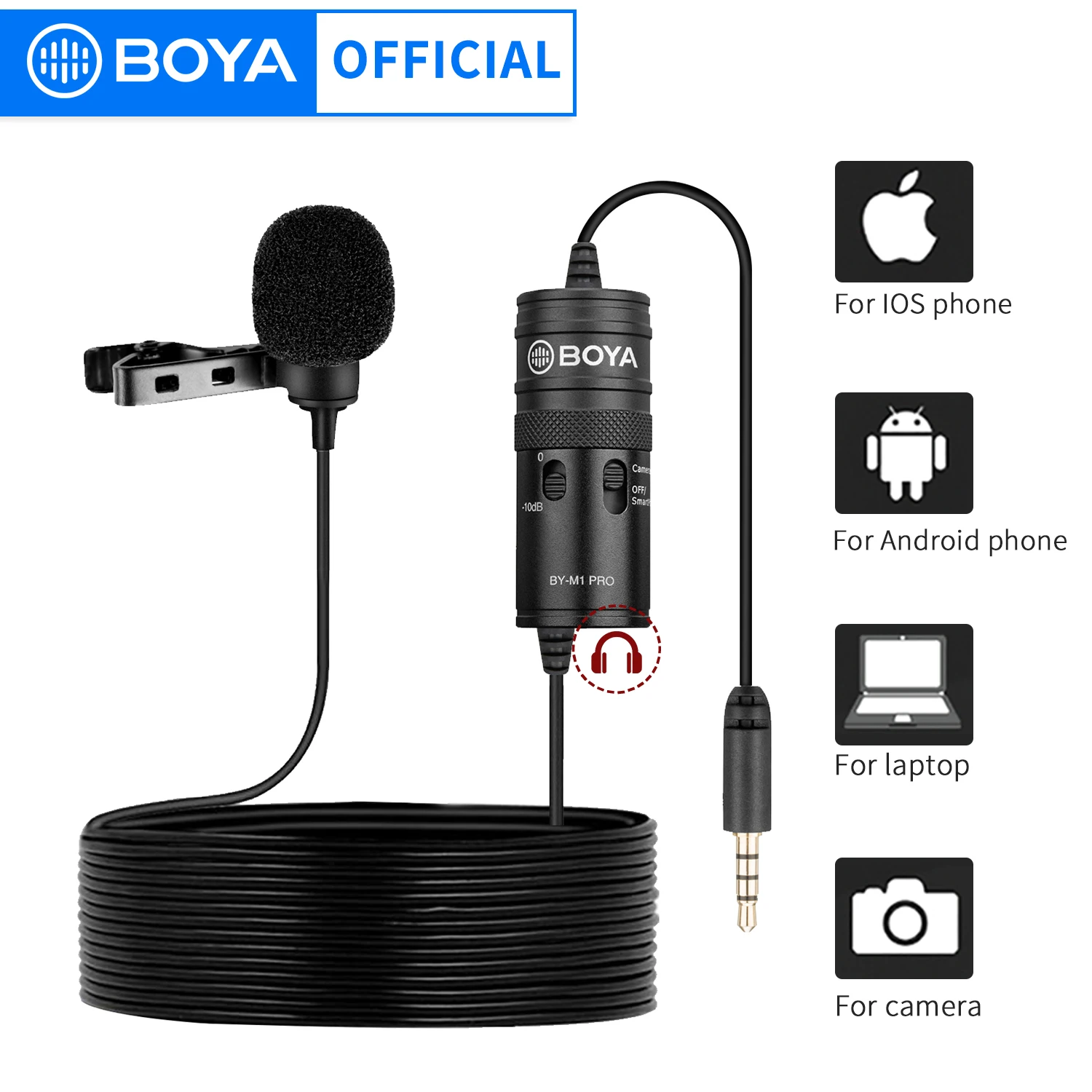 BOYA BY-M1 PRO 6 м портативный конденсаторный всенаправленный монитор петличный