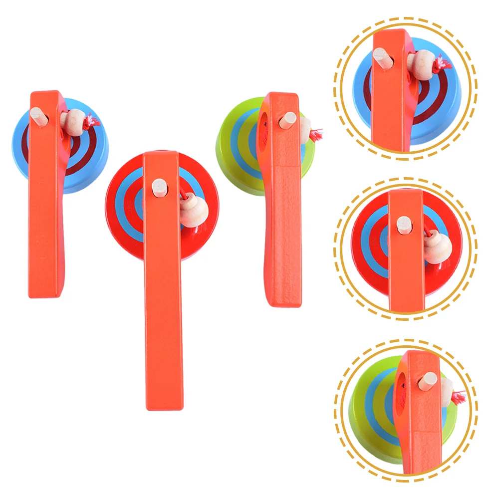 

3Pcs Wooden Gyroscope Toy with Handle and Pull String Wire Kids Toddlers Toys