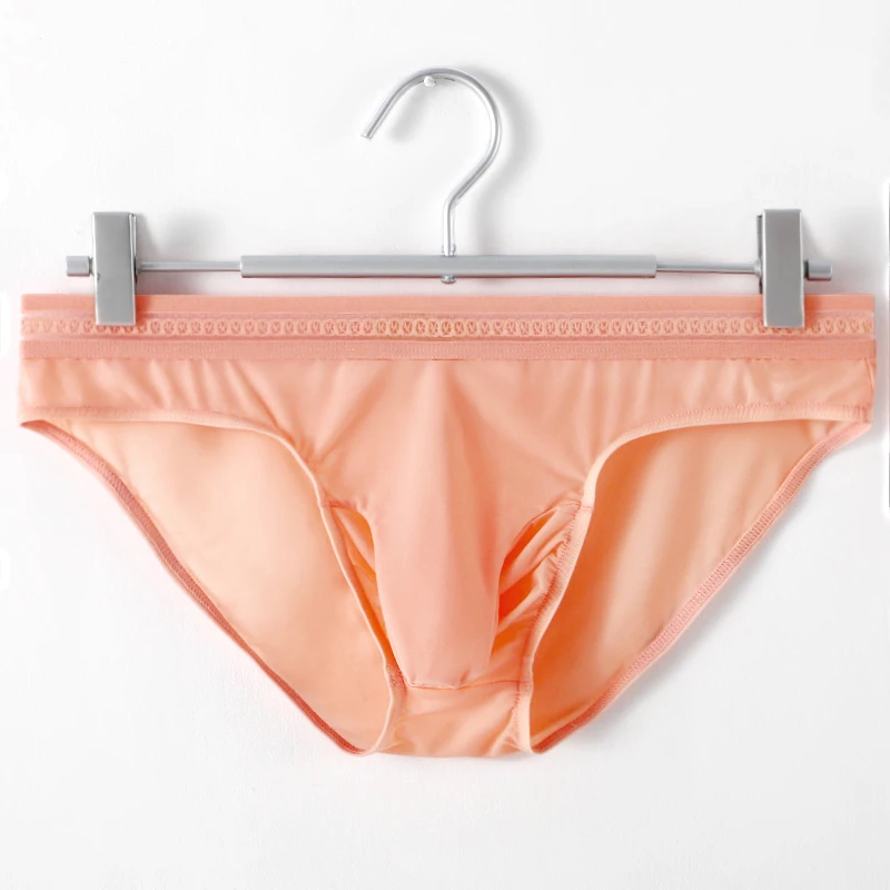 Мужские трусы брифы из ледяного шелка темно-синие дышащие с разделением по