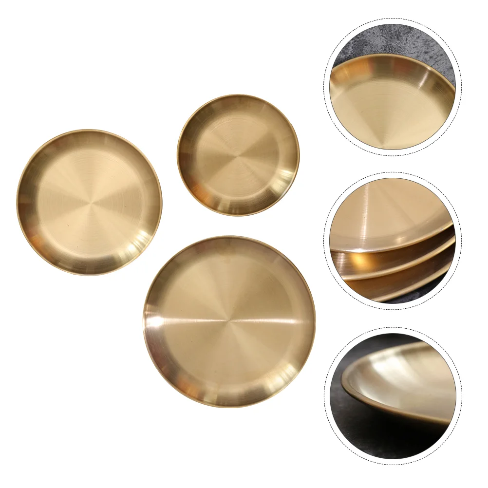 

3 Pcs Metal Soap Holder Vintage Tray Gold Soap Holder Serving Tray Round Round Storage Tray Ornament Board Metal Soap Tray Box