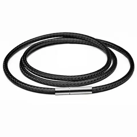 45-60 см кожаная цепочка, ожерелье для женщин и мужчин, кожаный шнур, восковая веревка, цепочка из нержавеющей стали, застежка, ожерелье «сделай сам», ювелирные аксессуары