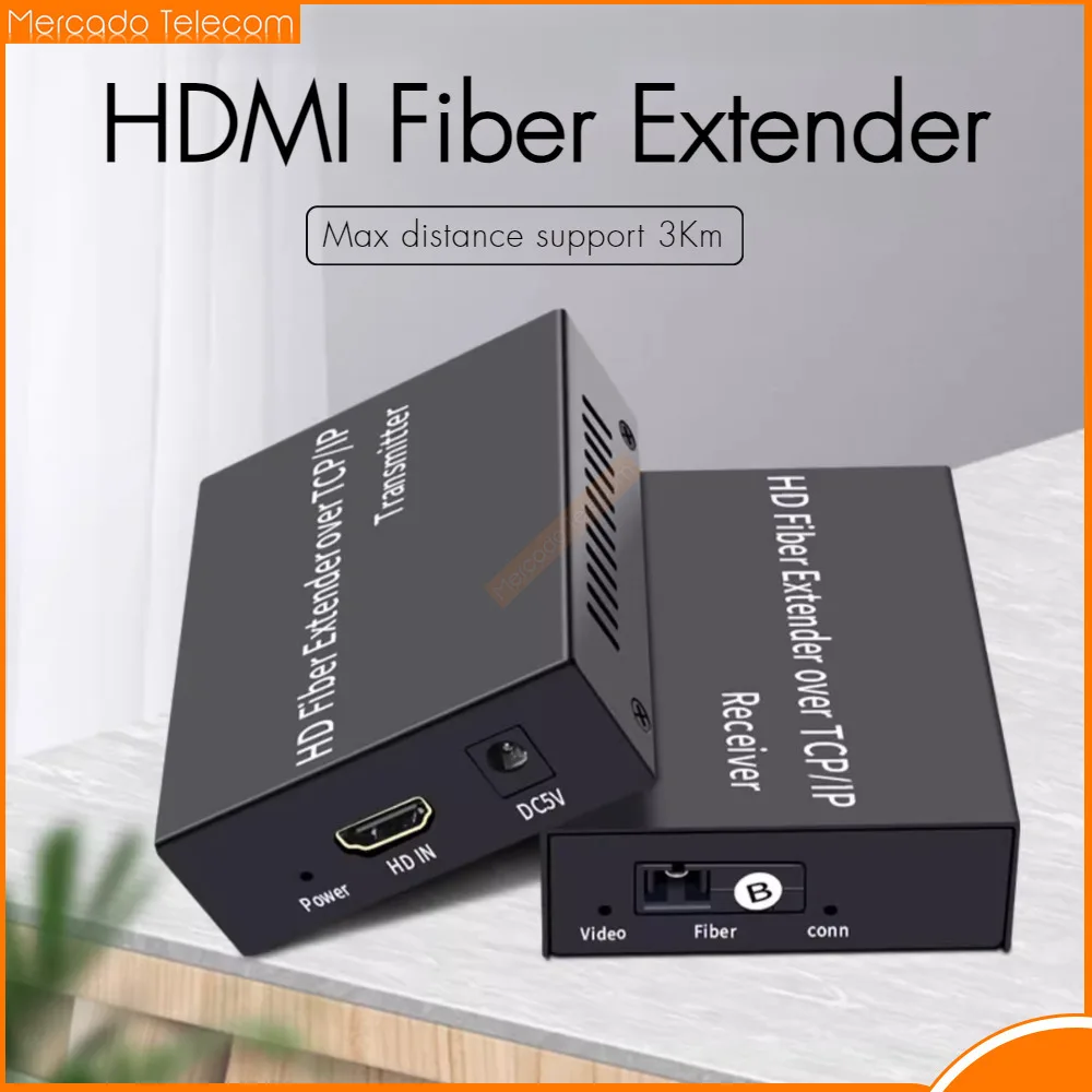 Фото Волоконно-оптический удлинитель HDMI 3 км через оптоволоконный кабель SC 1080P 20 км HDMI-удлинитель через оптоволоконный трансивер, удлинитель видео-аудио №1