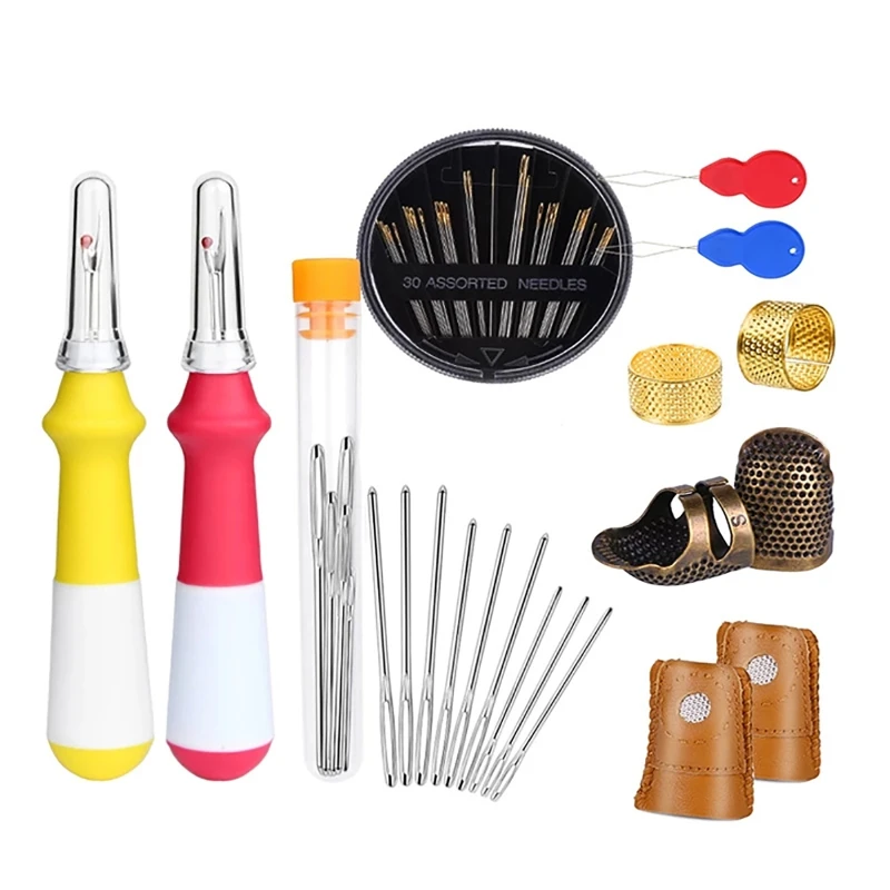

Sewing Tool Kit Threaders Thread Cutters Fingertip Thimble Finger Protectors Kit for Sewing Embroidery Needlework Craft