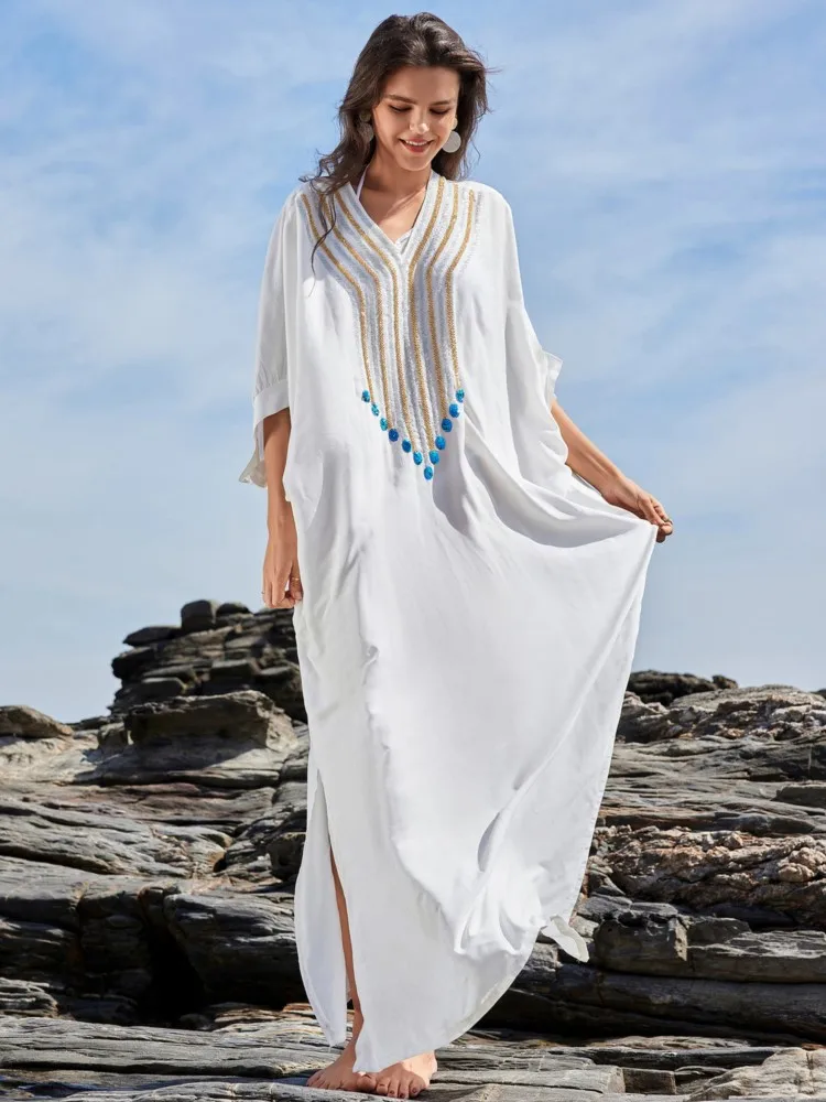 Женские сексуальные пляжные платья 2025 купальники в стиле бохо бикини кимоно с