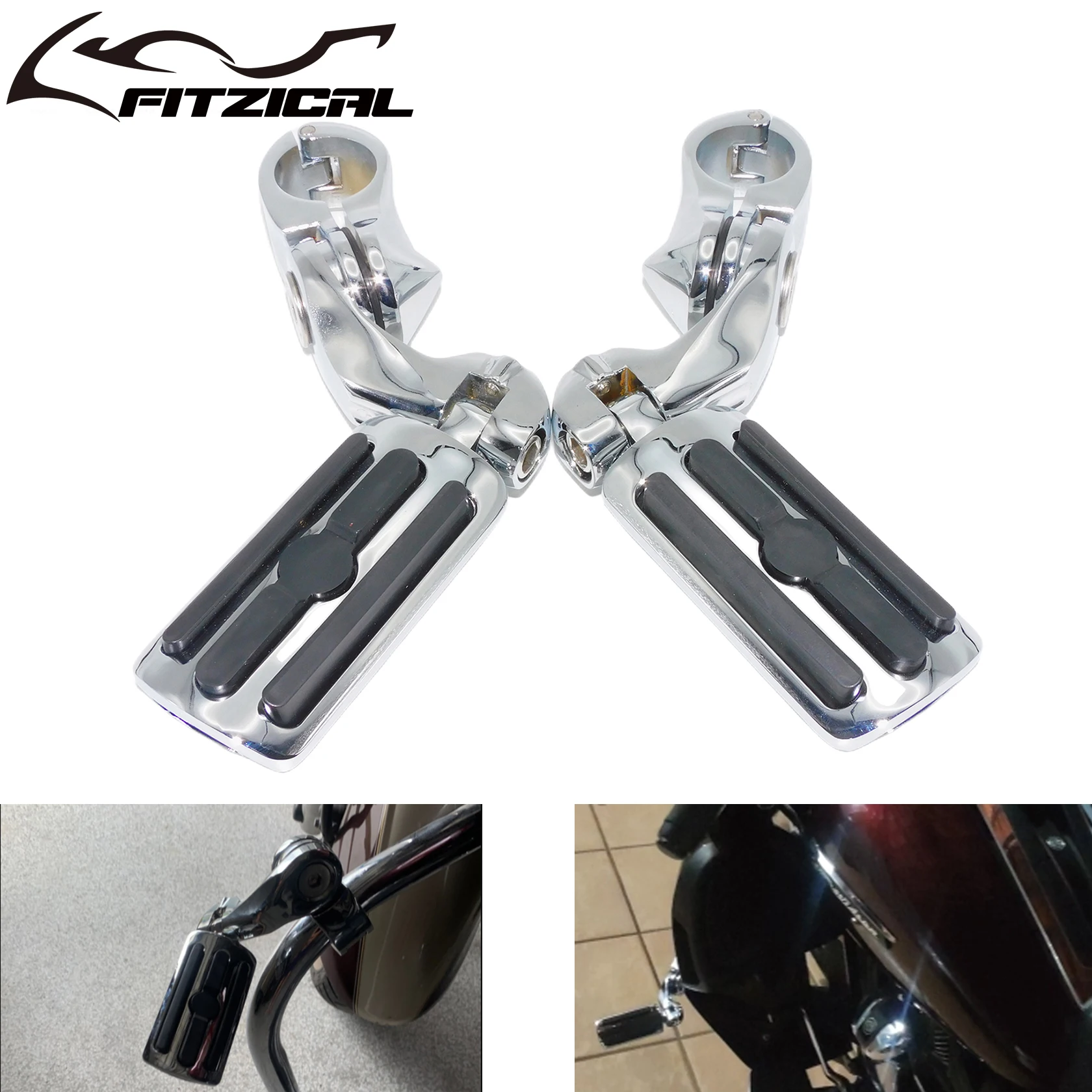 

Motorcycle Universal Short Highway Foot Pegs 1-1/4" Crash Bar Engine Guard Rest Pedal For Harley Touring Dyna Wide Glide Softail
