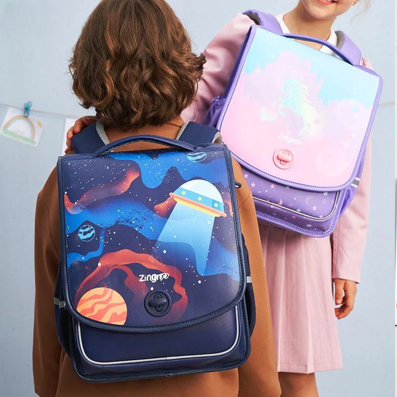Bookbag High Quality Primary School Backpack Safety Reflective Strip Waterproof Cute Cartoon Double Shoulder Schoolbag Kids