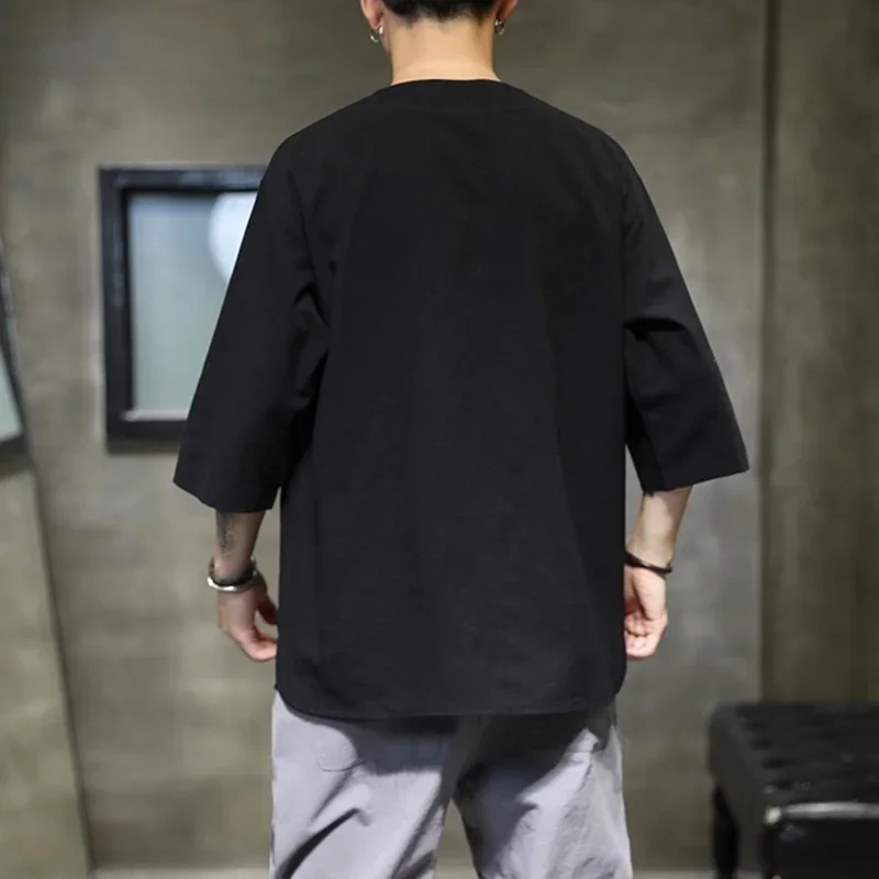 Лето 2020 китайские рубашки ханьфу азиатская одежда Чонсам Топ тайчи мужской