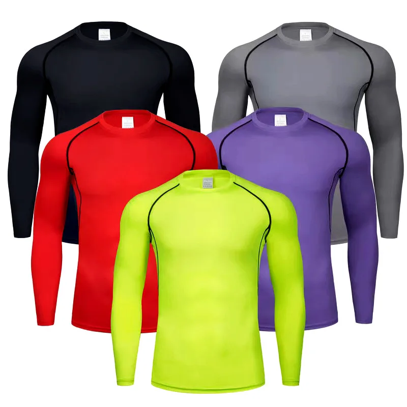 Men's Fitness Clothes Boxing Long Sleeves Sports Tight Long Sleeve Fast Dry Stretch Running T-shirt Compression Cycling Base