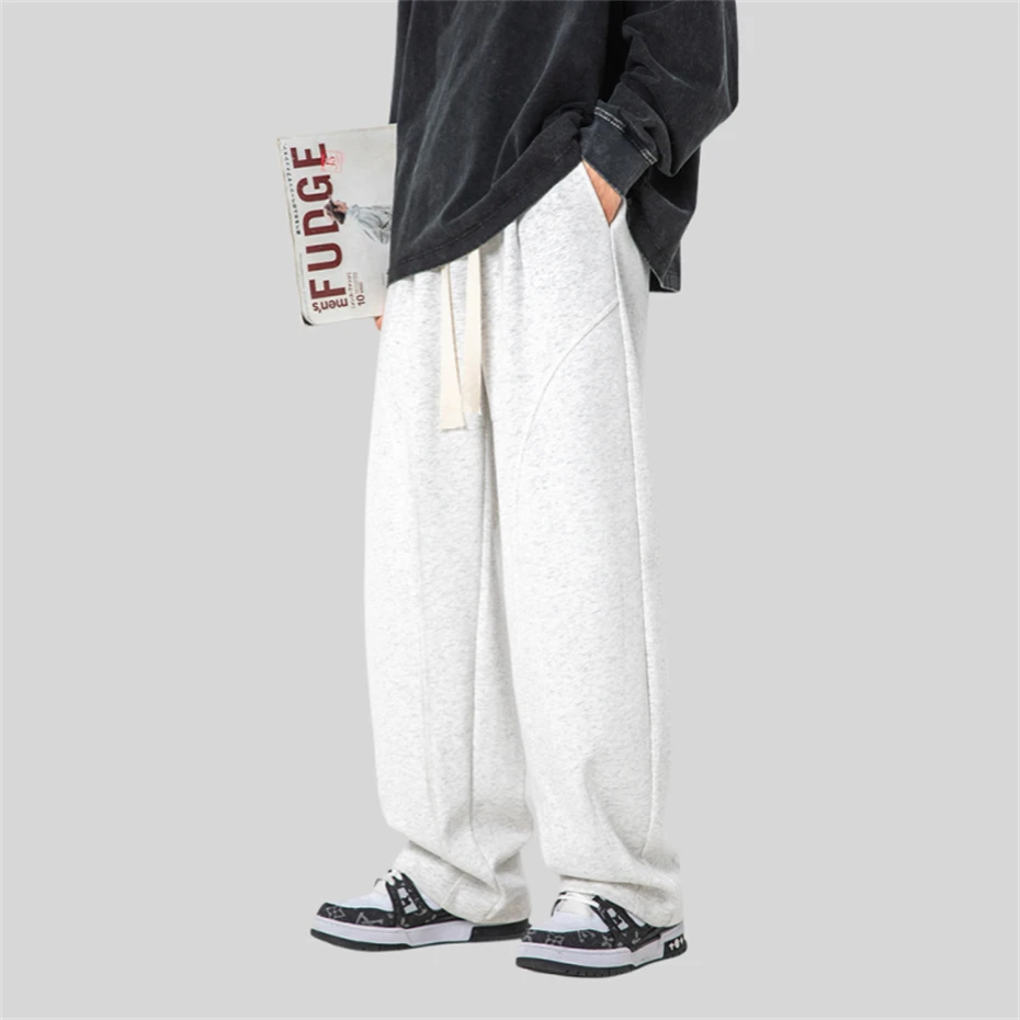 Мужские черные повседневные брюки Harajuku мешковатые хлопковые спортивные штаны