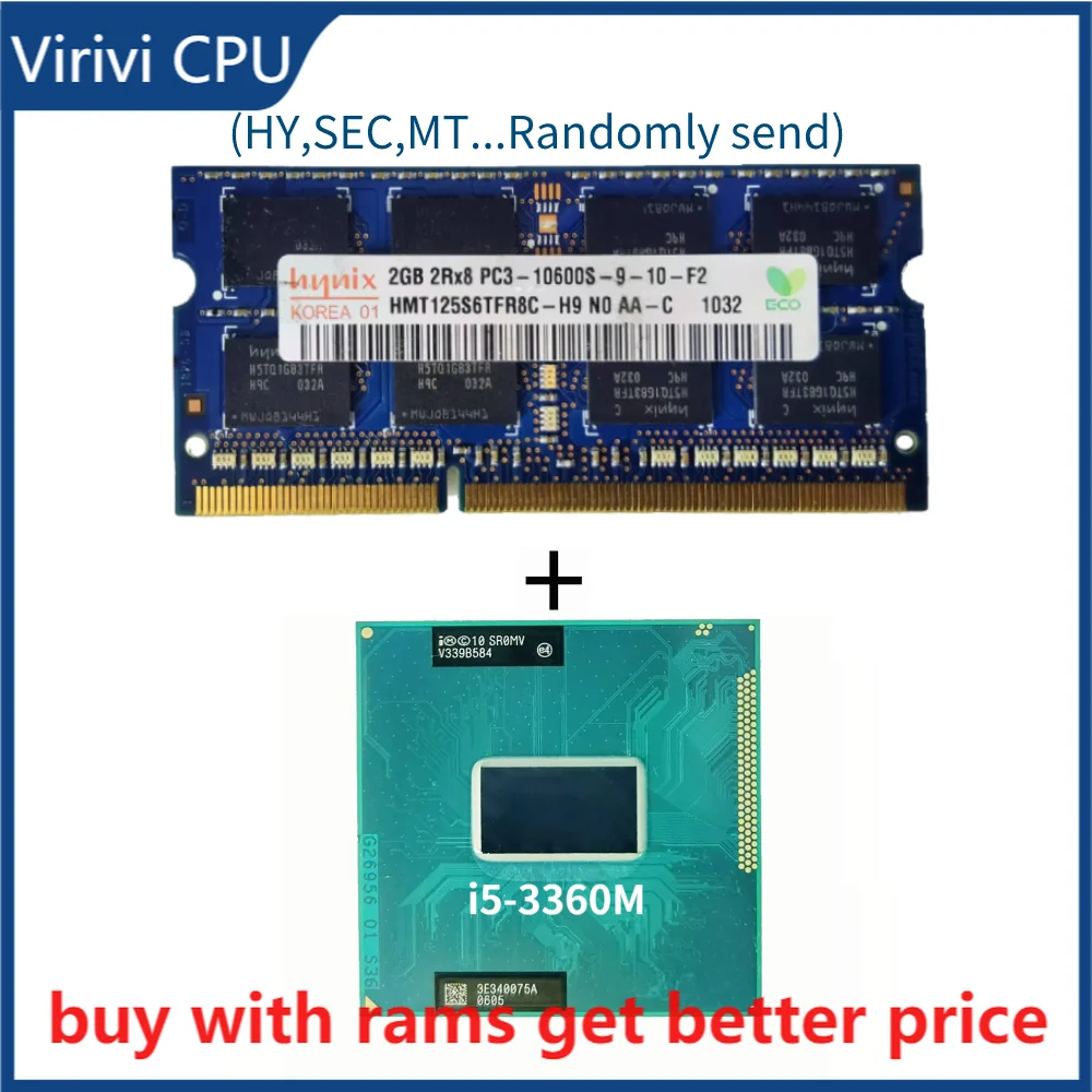

DDR3 2G 1333Mhz with i5-3360M i5 3360M SR0MV 2.8 GHz Dual-Core Quad-Thread CPU Processor 3M 35W Socket G2 / rPGA988B