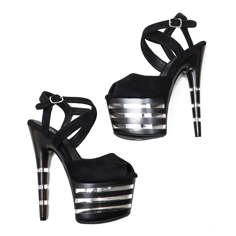 Leecabe 17CM/7Inch Suede upper  sexy exotic  platform High Heels  Pole Dancing sandals Shoes