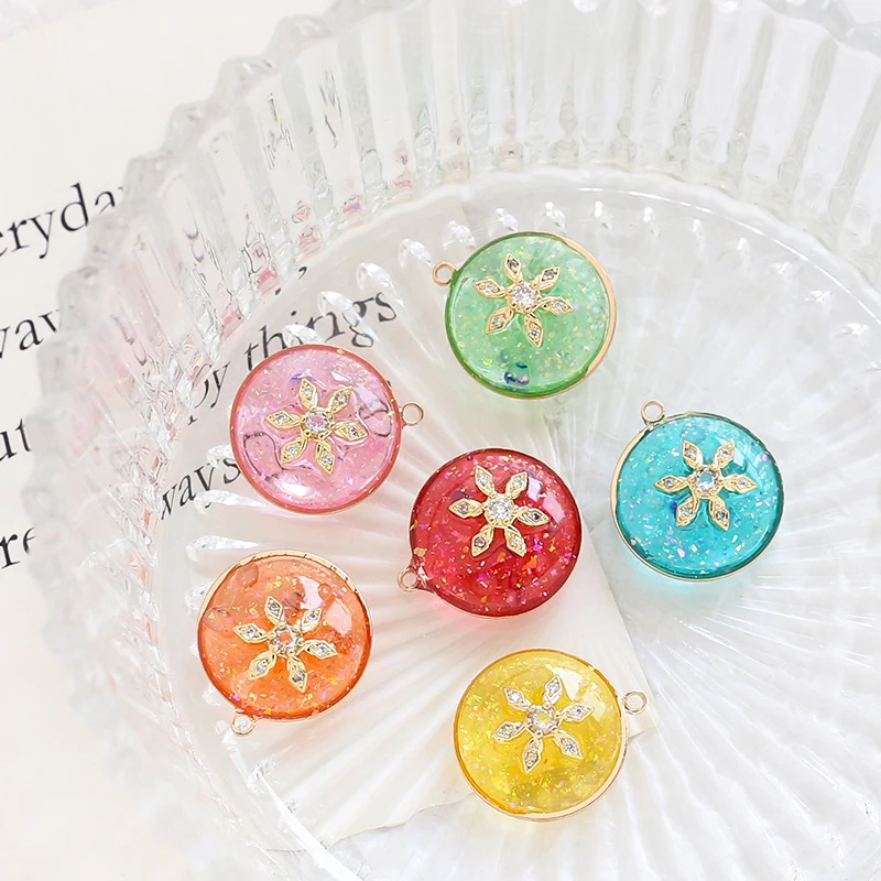 

6pcs Snowflake Crystal Resin Pendant DIY Handmade Jewelry Bracelet Necklace Ear Pendant Accessories Material Charms