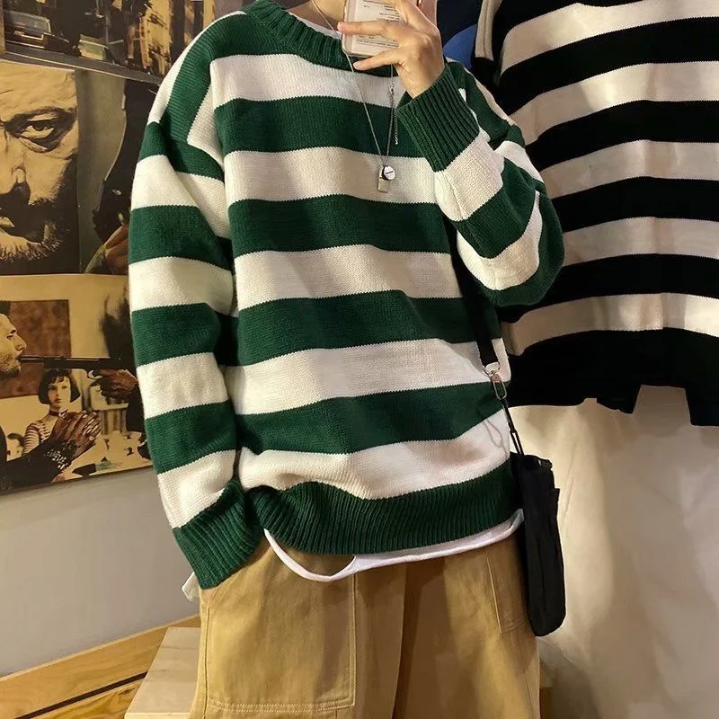 

Korean Fashion Men's Sweaters Chic Pullover Tops Men Autumn Winter Vintage Women Long Sleeve Fall Kintted Sweater Y2K Streetwear