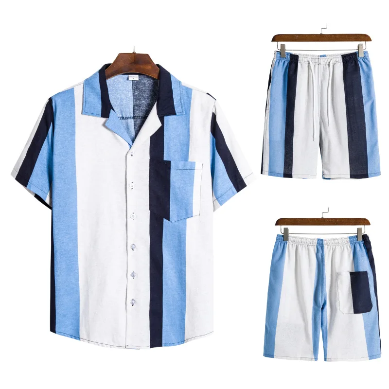 

2022 Selling Men's Beach Shorts Two Piece Hawaiian Flower Shirt Men's Beach Style Suit Print Shirt Fashion Clothing Sweat Pants
