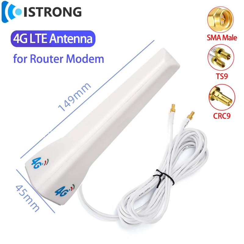 

4G LTE Antenna Indoor 29dBi High Gain Booster WiFi Router Modem External Antenna TS9 CRC9 SMA 2m Cable for Huawei ZTE Vodafone
