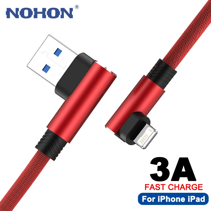 USB-кабель 90 градусов для iPhone 13 12 11 Pro Max Xs X XR 6 6s 7 8 SE iPad Mini шнур быстрой зарядки и