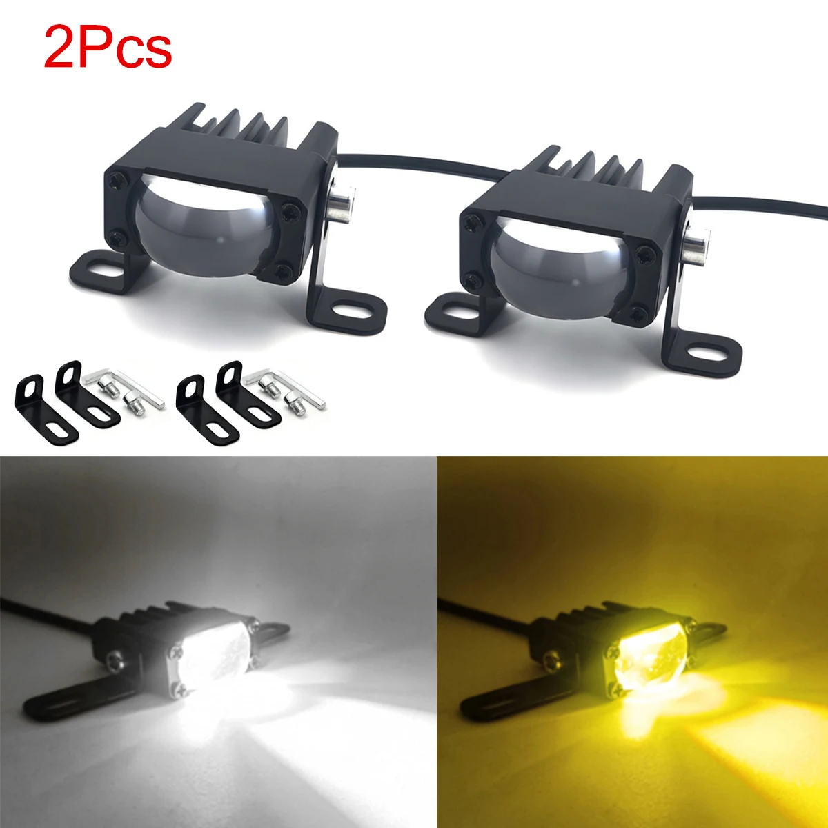 

5 линз, двухцветный желтый и белый светодиодный светильник для фар, бампера, противотуманные фары, решетки, рабочие фары, 3 линзы, автомобильное освещение
