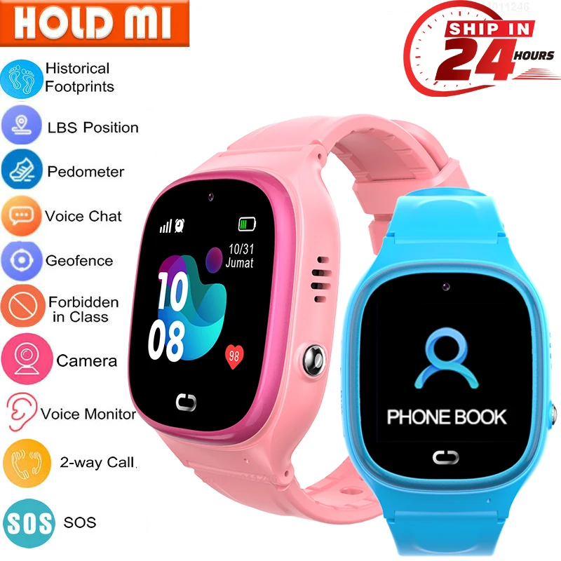 Детские Смарт-часы SOS телефон часы SmartWatch дети с сим-картой фото водостойкие IP67