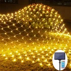 Сказочная гирлянда на солнечной батарее, праздничное рождественское освещение с дистанционным управлением для сада, газона, забора, 3 х2 м, 192 светодиода, 8 режимов
