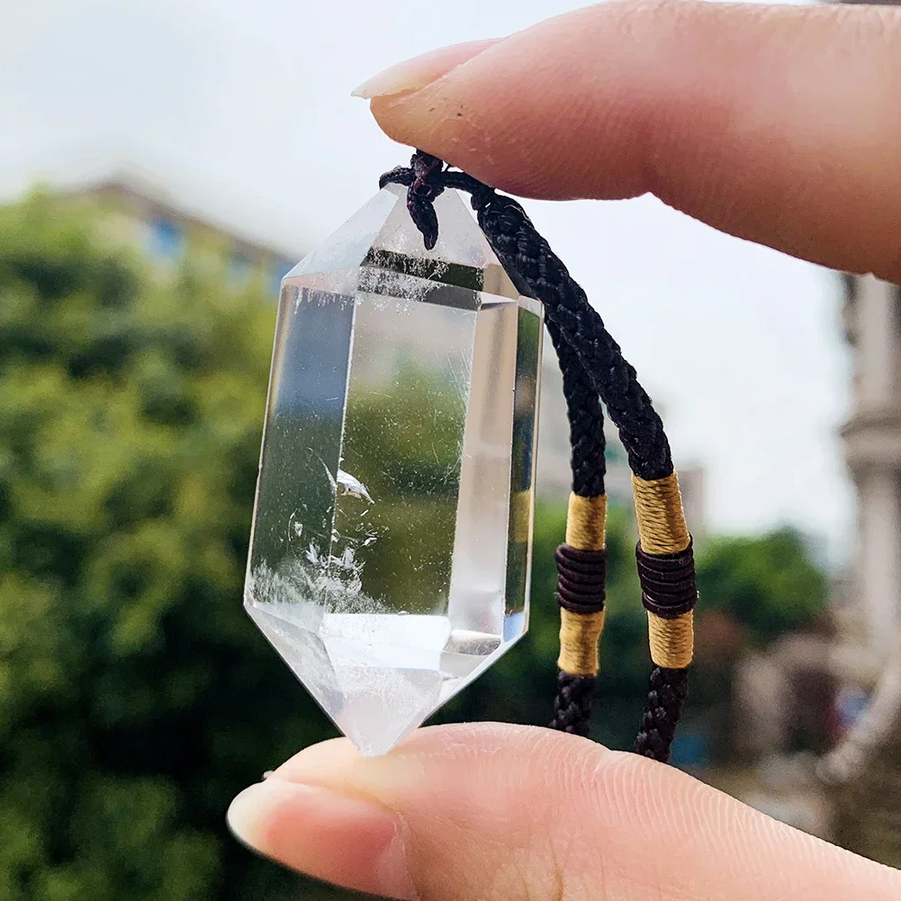 Ожерелье с подвеской-призмой Herkimer из натурального кварца белым кристаллом