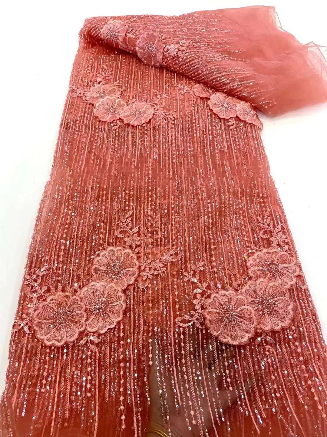 

Новинка 2023, африканские блестки, бусины, кружевная ткань, розовая линия, вышивка, французская сетка, блестки, кружевная ткань, нигерийское Тюлевое кружево для фотографий