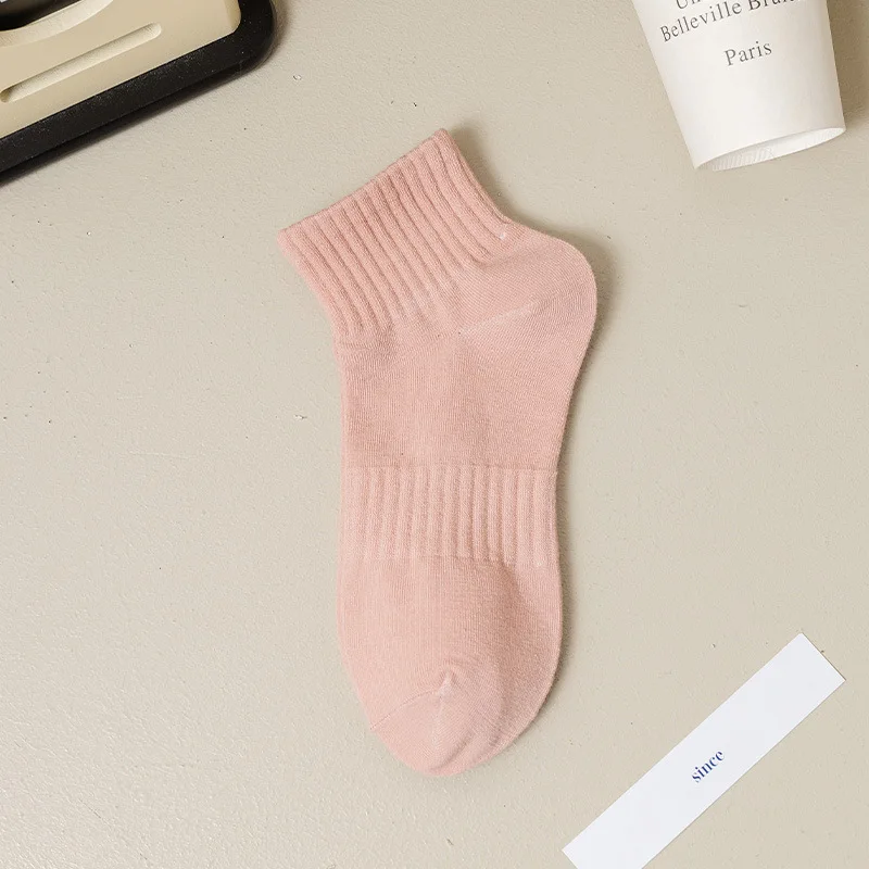 Short socks for women, pure cotton, summer, thin, solid color, versatile ins, Japanese sports socks, sweat absorbing, breathable