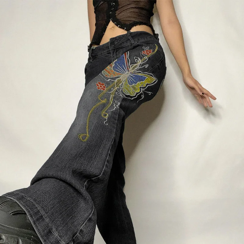 

Hot jeans,2023 Retro Y2K Denim Jeans Low Waisted Grunge Vintage Cargo Trousers Fashion Pants