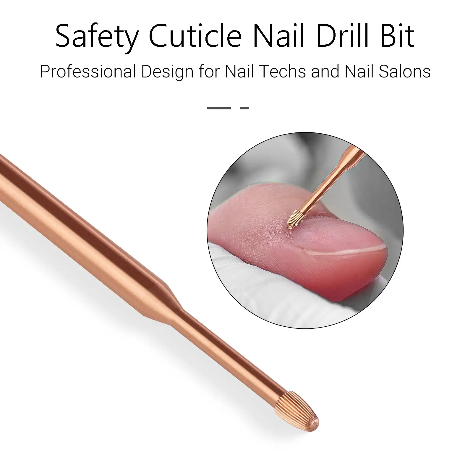 

3/32'' Safety Carbide Nail Bit Cuticle Clean Nail Drill Bits Milling Cutters for Cuticle Dead Skin Nail Prepare Rose Gold