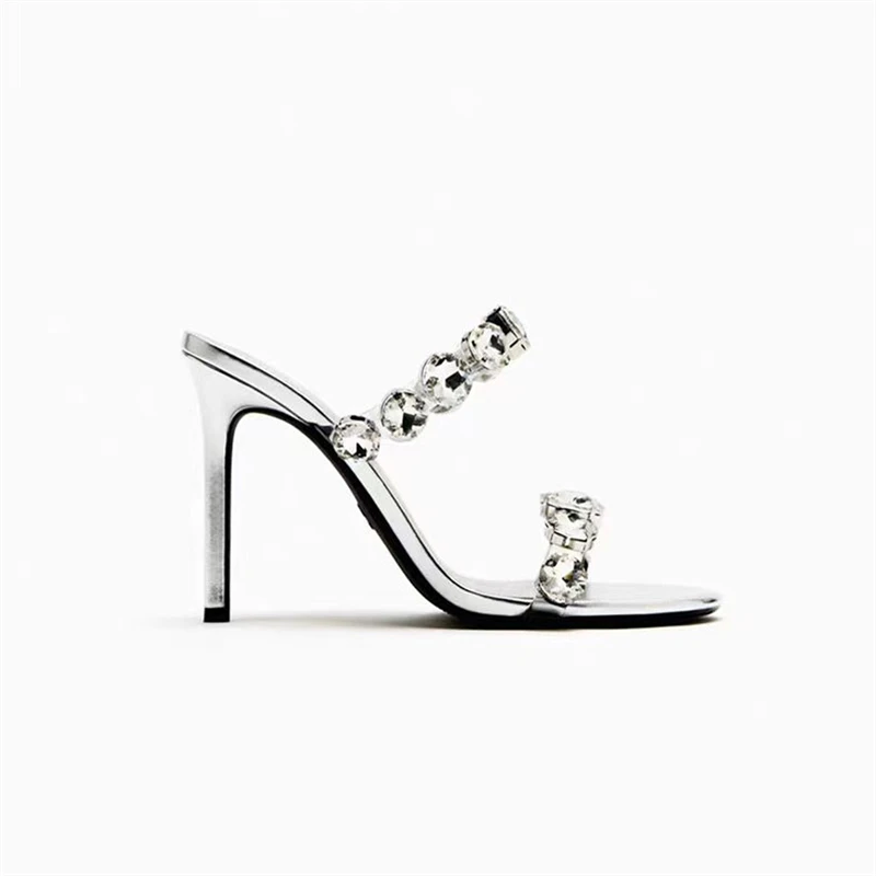 Женские босоножки на высоком каблуке с открытым носком