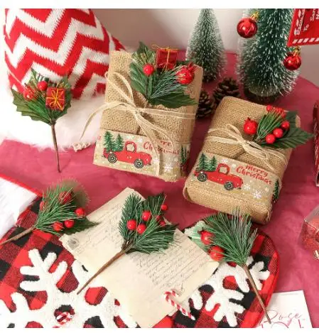 

Искусственные ягоды, цветы, ветка сосны, Рождественское дерево, рождественские украшения для дома, украшения, подарок, товары ручной работы