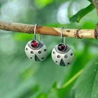 2022 new vintage silver color cute ladybug earrings for women cosplay ladybug circle and polka dot earrings jewelry gifts
