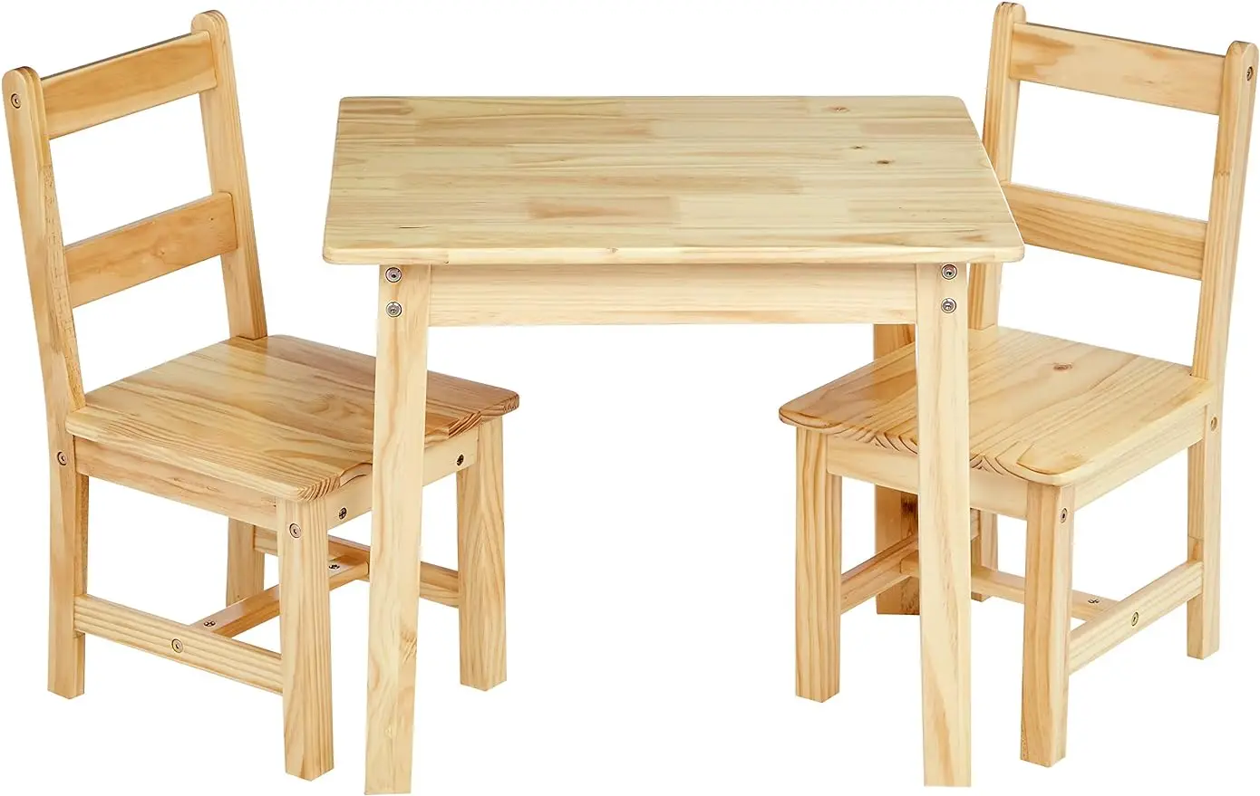 

Amazon Basics Kids Solid Wood Table and 2 Chair Set, Natural kids table