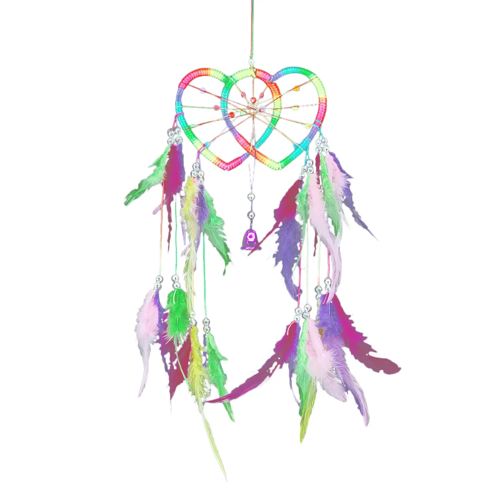 

Plumes Dream Catcher Bedroom Wall Hanging Ornament Heart Dreamcatcher for Valentine's Day