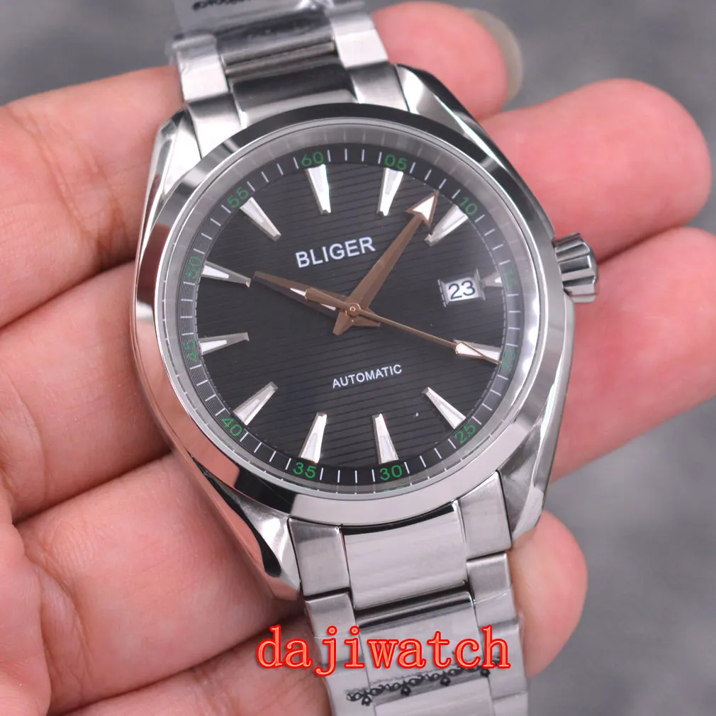 

Мужские светящиеся часы с автоматическим механизмом, черный циферблат, индикатор Даты, 41 мм, NH35