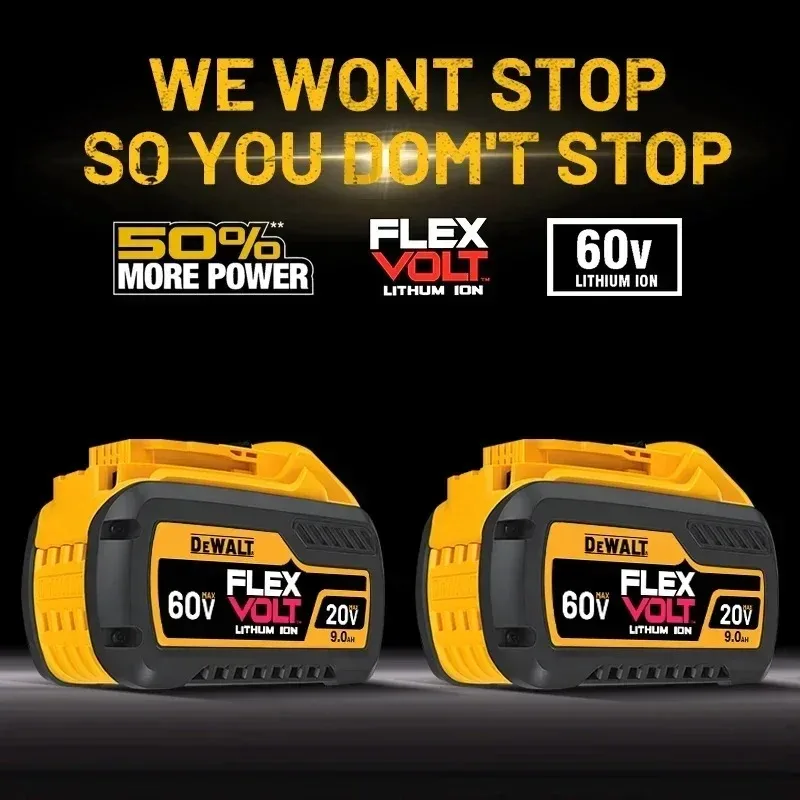 Фото Новый 100% оригинальный аккумулятор Dewalt 9000 мАч 20В/60В для электроинструментов DCB609 DCB206 DCB205 DCD805 DCF850 для беспроводной дрели Dewalt. №2