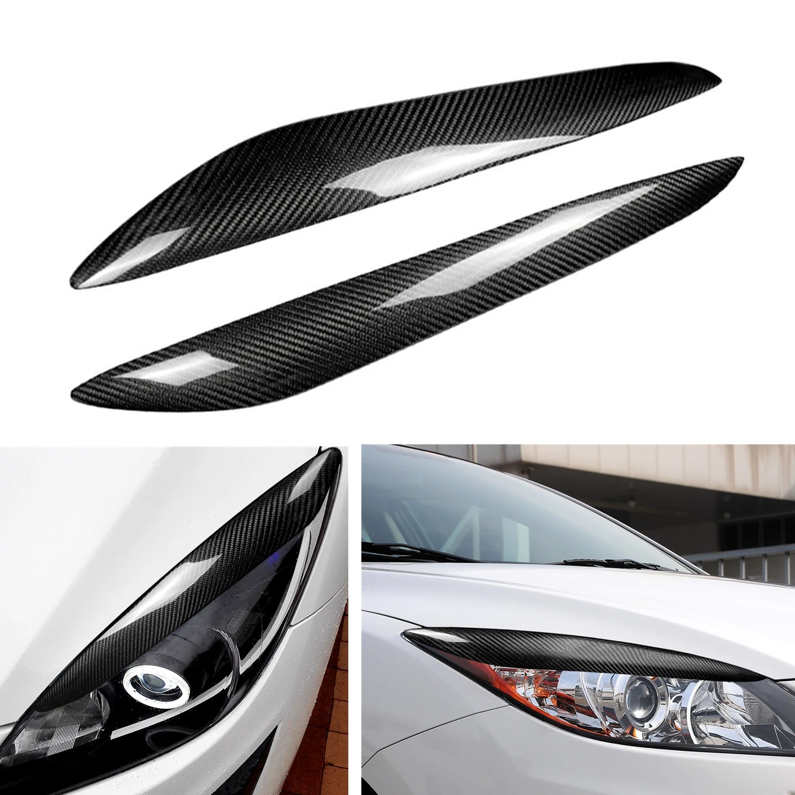 

Carbon Fiber Headlight Eyebrow Trim Headlamp Eyelid Cover Front Head Light Lamp Lid Sticker Brow For Mazda 3 Mazda3 2010-2013