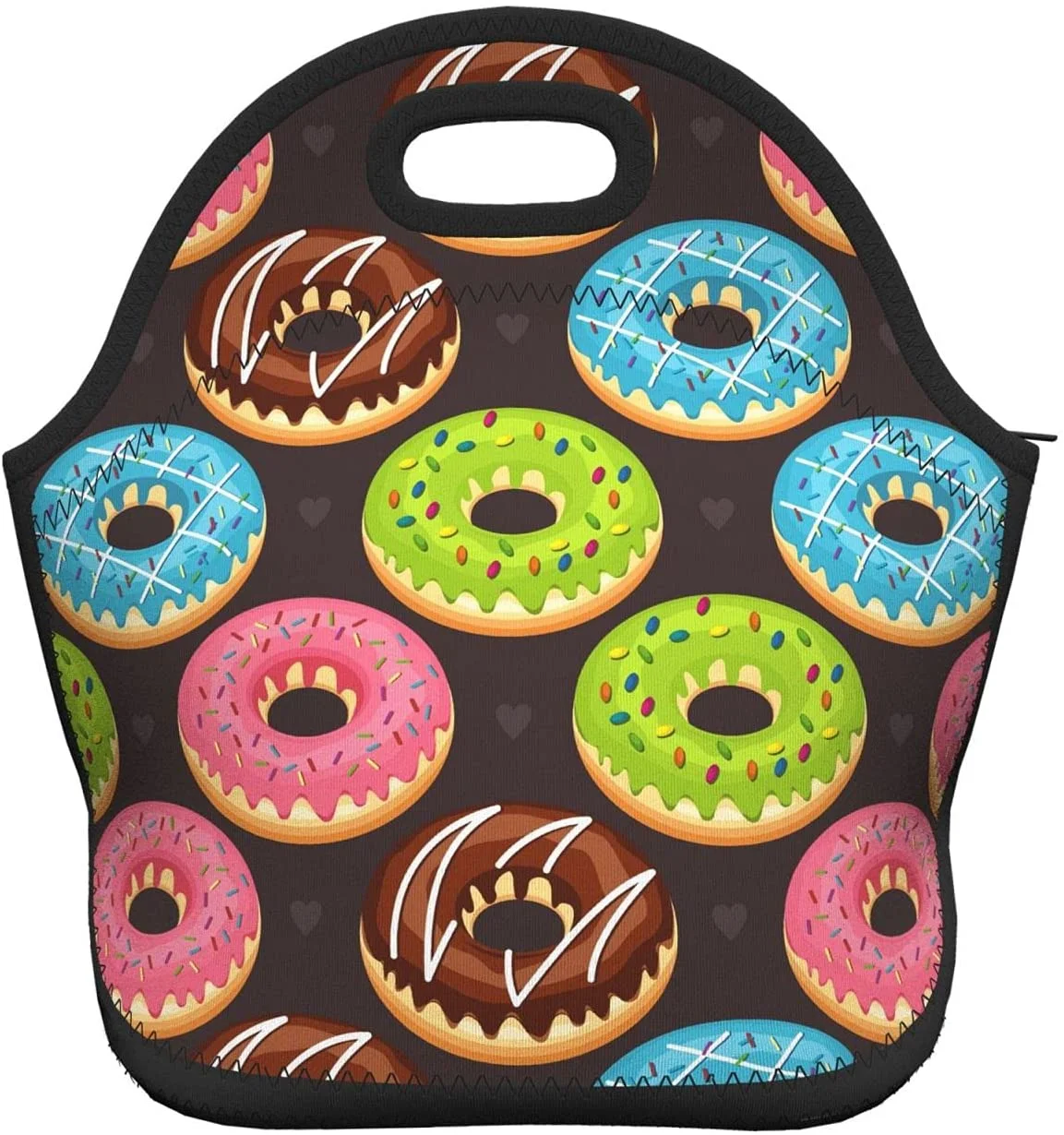 

Donuts Neoprene Lunch Bag Boxs,Durable Thermal Tote Bag Organizer Cooler Bento Bags Lunchbox Handbag