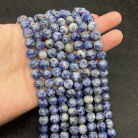 natural stone white dot blue beads 6mm 8mm 10mm charm jewelry mens and womens necklace bracelet earrings accessories
