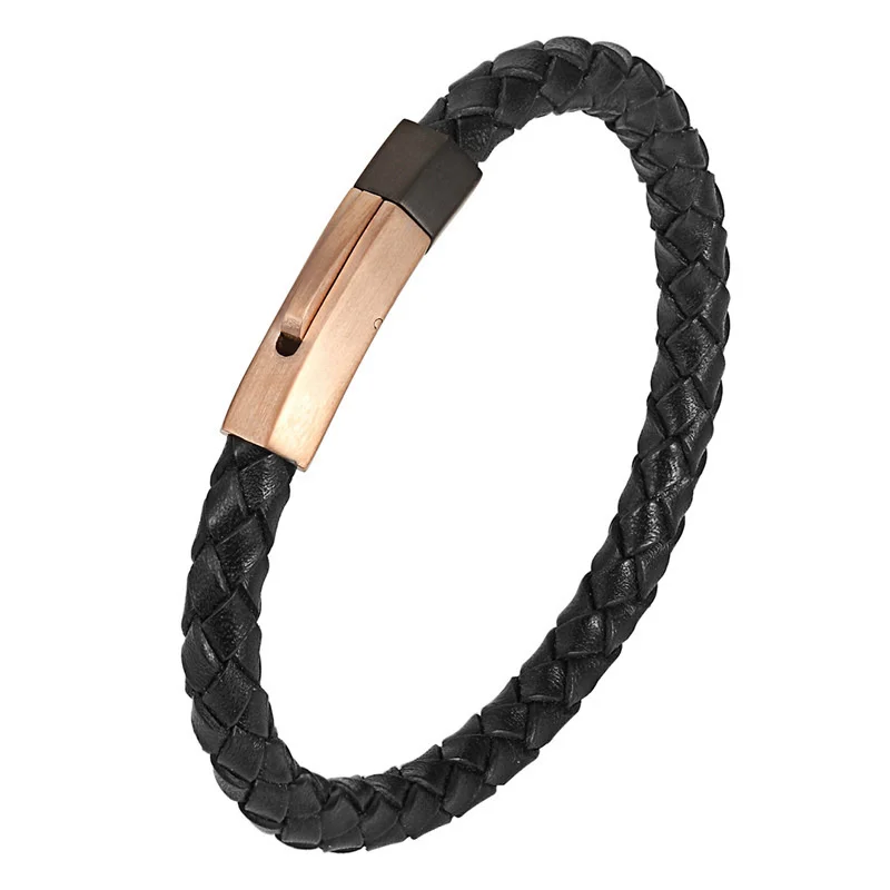 

Fashion Men Leather Bracelet Hand-woven Vintage Personality Magnetic Buckle Leather Bracelet For Men Jewelry Gift