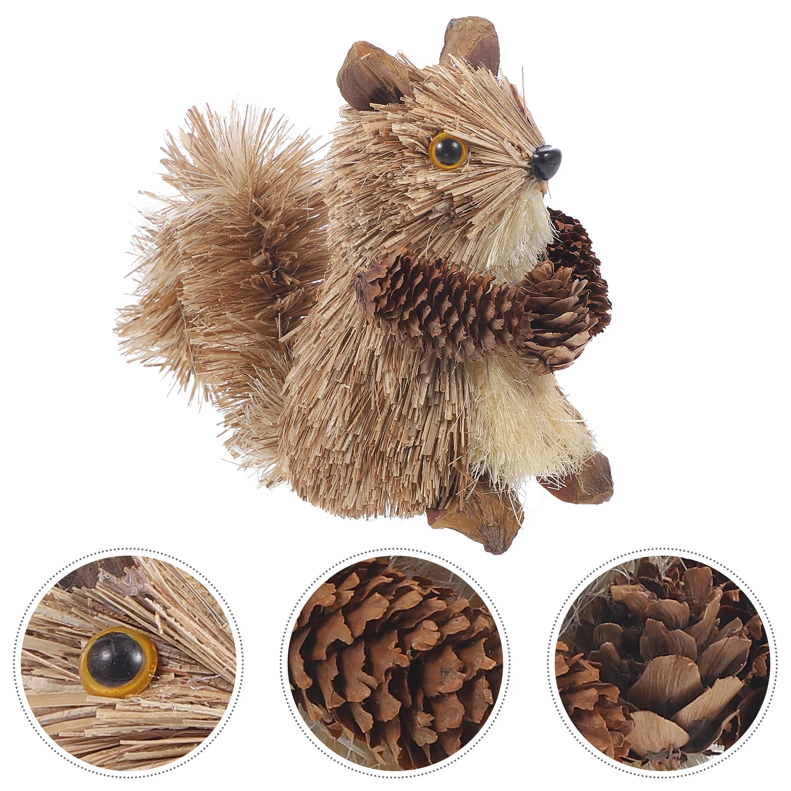 

Home Decor Straw Woven Squirrel Ornament Landscape Statue Rural Garden Sculpture Grass Decorative Patio Figurine